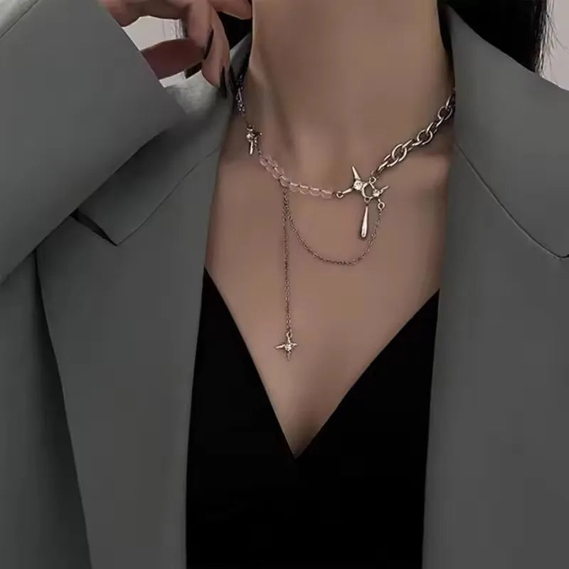 Y2k Star Chain Necklaces Choker Necklace Silver Jewelry