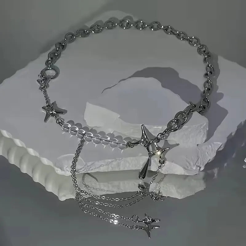 Y2k Star Chain Necklaces Choker Necklace Silver Jewelry