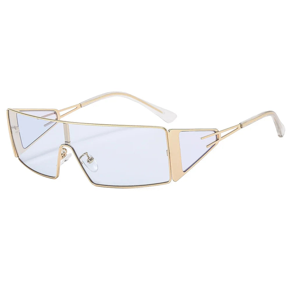 Metal Futuristic Rectangular Sunglasses