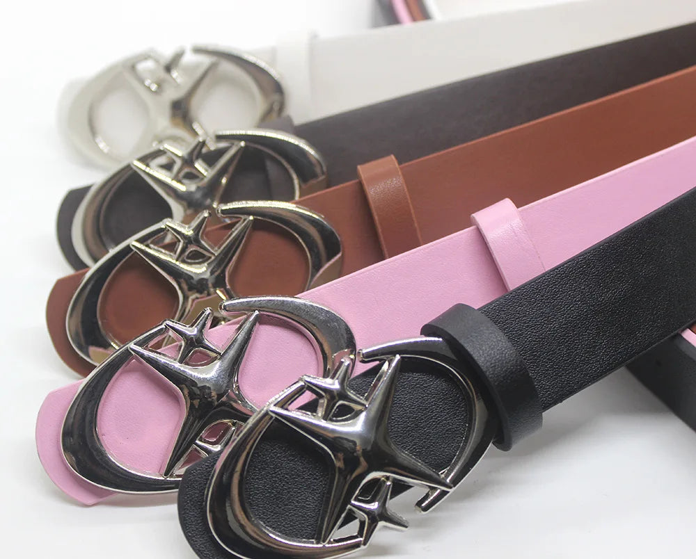 Y2K Punk Moon Star Buckle Belt Cross Metal Vintage Gothic Belt