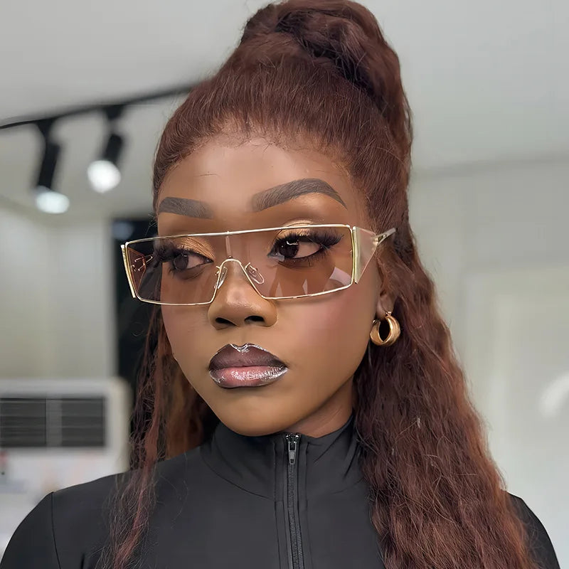 Metal Futuristic Rectangular Sunglasses