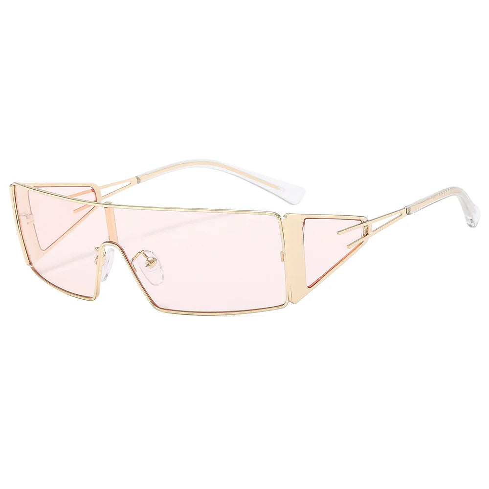 Metal Futuristic Rectangular Sunglasses