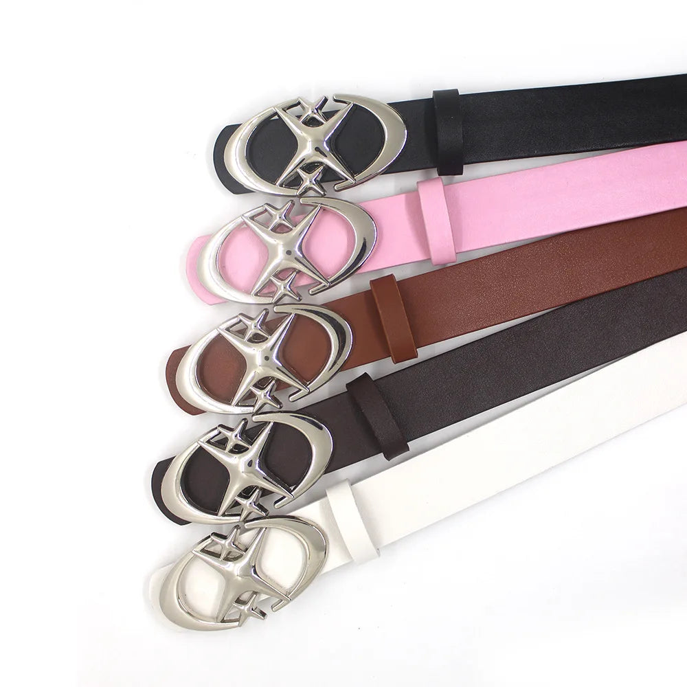 Y2K Punk Moon Star Buckle Belt Cross Metal Vintage Gothic Belt